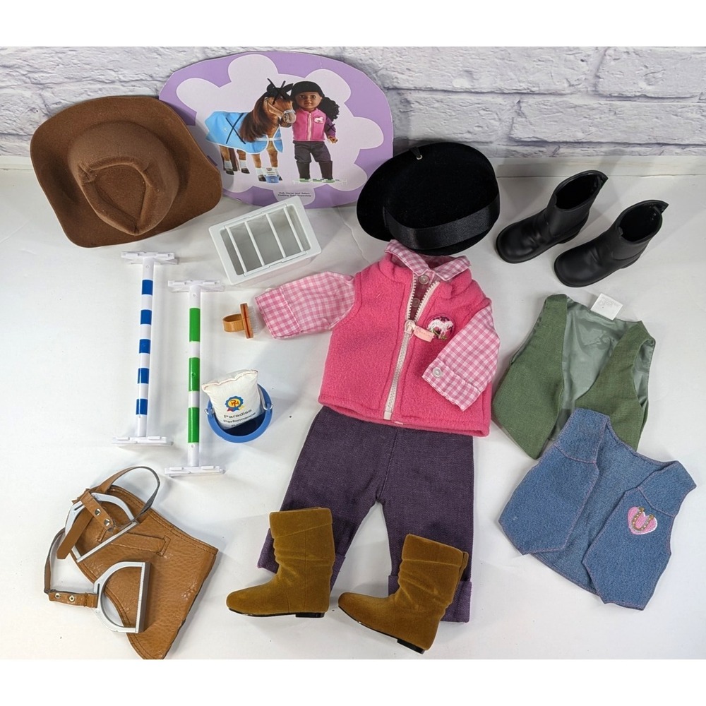 COWGIRL🤠American Girl Doll Lot Hats Boots Riding‎ Vest Set Riding Accessories